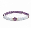 Natural Aquamarine & Mixed Gemstone Round Stretch Bracelet for Women BJEW-JB09270-4