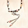 Ethnic Style Alloy & Porcelain Ceramic Beads Butterfly Pendant Tassel Y Necklaces NJEW-D308-01C-4