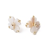 Clover Natural Freshwater Shell Stud Earrings EJEW-JE06387-5