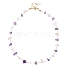 Natural Amethyst & Rose Quartz Chip & Glass Seed Baeded Necklaces for Women NJEW-JN05603-03-3