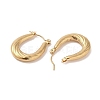 Texture Oval 201 Stainless Steel Half Hoop Earrings for Women EJEW-G385-10G-2