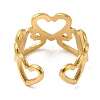 304 Stainless Steel Hollow Heart Open Cuff Rings for Valentine's Day RJEW-D012-03G-3