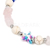 Dyed Synthetic Turquoise Starfish & Natural Rose Quartz Chip Beaded Anklets with 304 Stainless Steel End Chains AJEW-AN00733-01-4