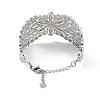 Rack Plating Brass Vintage Court Hollowed-out Flower Design Cuff Bangles for Women BJEW-D032-07P-3