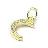 Moon Theme Brass Micro Pave Clear Cubic Zirconia Charms KK-H475-57G-11-2