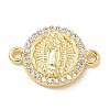 Rack Plating Brass Micro Pave Clear Cubic Zirconia Religion Virgin Mary Connector Charms KK-L224-094G-05-1