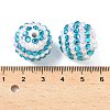 Striped Resin Rhinestone Beads OACR-A037-01D-3