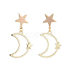 Star & Moon Dangle Stud Earrings X-EJEW-JE04062-01-1