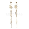 304 Stainless Steel & Brass Dangle Stud Earrings EJEW-TA00807-3