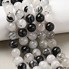 Natural Black Rutilated Quartz Beads Strands G-D295-8mm-01-1