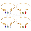 4Pcs 2 Styles 304 Stainless Steel Charm Bangles for Women BJEW-UN00031-1