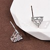 Brass Micro Pave Clear Cubic Zirconia Stud Earrings EJEW-C174-02F-P-3