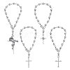 4Pcs 4 Styles Gothic 304 Stainless Steel Prayer Beaded Bracelet Sets BJEW-GO00002-1