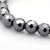 Magnetic Hematite Faceted Round Beads Stretch Bracelets for Valentine's Day Gift BJEW-M066-05-2