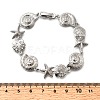 Summer Beach Brass Micro Pave Clear Cubic Zirconia Starfish & Shell Shape Link Chain Bracelets LS-BJEW-C118-02A-P-6
