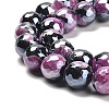 Electroplated Natural Fire Crackle Agate Round Beads Strands G-G0006-A02-07-4