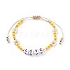 Love Word Acrylic Cube Braided Beaded Bracelets Set BJEW-TA00068-5
