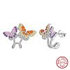925 Sterling Silver Micro Pave Cubic Zirconia Stud Earrings EJEW-K284-06P-1