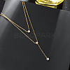 Flat Round 304 Stainless Steel Micro Pave Clear Cubic Zirconia Pendant Double Layer Y Necklaces for Women FS-WG7B3FB-02-1