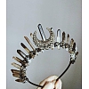 Hollow Moon Metal with Raw Natural Quartz Wrapped Hair Hair Bands PW-WG18A78-01-1