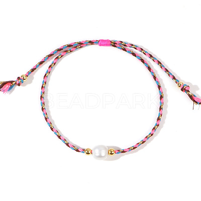 Natural Freshwater Pearl Bead Braided Bead Bracelets LS-JH8725-1-1