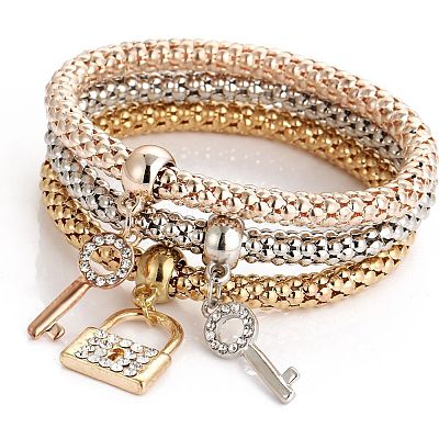 3Pcs Alloy Rhinestone Charm Bangle Set FS-WG4938A-06-1
