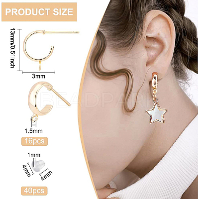 16Pcs Brass Stud Earring Findings KK-BC0008-50-1