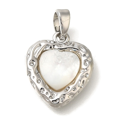 Brass Pave Natural White Shell Pendants KK-K388-78P-1