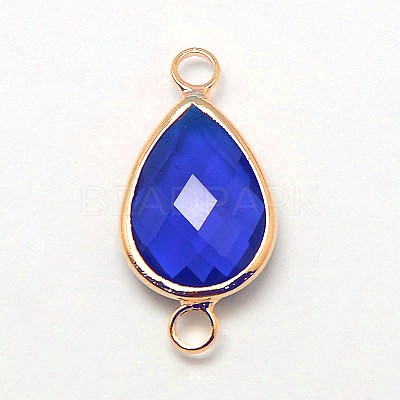 Golden Tone Brass Glass Teardrop Links connectors GLAA-J010A-HF08-G-1