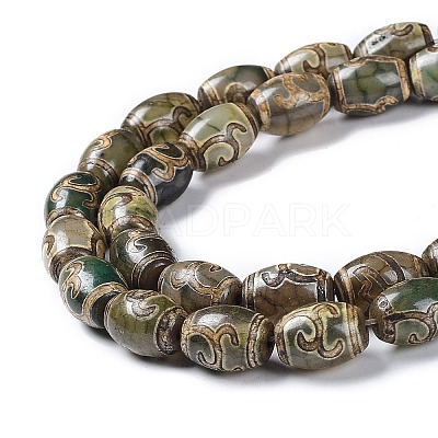 Tibetan Style dZi Beads Strands TDZI-E005-01B-1