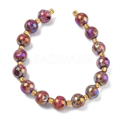Electroplated Natural Druzy Geode Crystal Beads Strands G-G459-02M-1