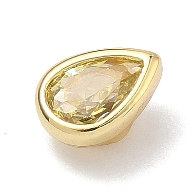 Teardrop Brass Micro Pave Cubic Zirconia Cabochons KK-P345-13G-B06-1