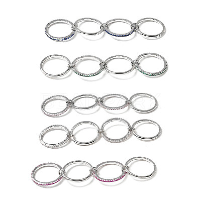 Brass Micro Pave Cubic Zirconia Finger Rings RJEW-P166-12P-1