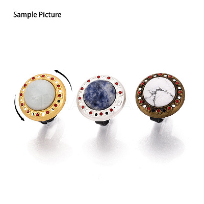 Adjustable Alloy & Iron & Rhinestone Bezel Cup Ring Base with Rotatable Tray MAK-T012-10G-1