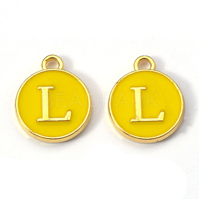 Golden Plated Alloy Enamel Charms ENAM-S118-09L-1