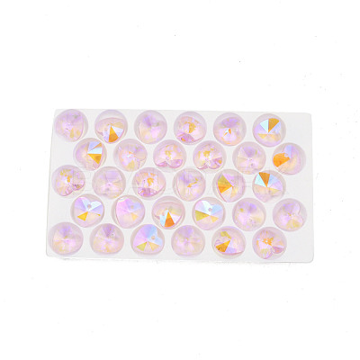 Pointed Back Electroplate Faceted Glass Pendants EGLA-N006-046-1