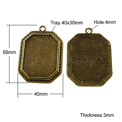 Tibetan Style Pendant Cabochon Settings TIBEP-A22961-AB-FF-1