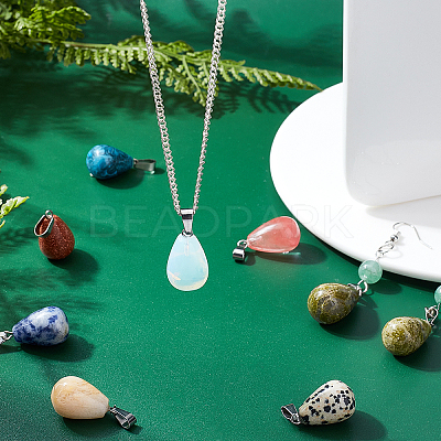 30Pcs 15 Colors Gemstone Pendants G-SC0001-40-1