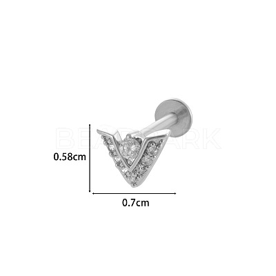Triangle 316L Surgical Stainless Steel Clear Cubic Zirconia 17 Gauge Internally Threaded Labrets WGBD99E-16-1
