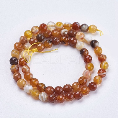 Natural Striped Agate/Banded Agate Beads Strands G-P364-14-6mm-1