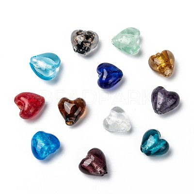 Handmade Silver Foil Glass Beads X-SLH12MMY-1-1