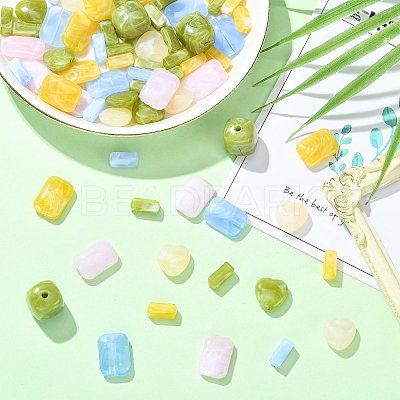 72Pcs 10 Styles Opaque & Transparent Acrylic Beads OACR-FS0002-83-1