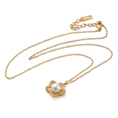 Flower PVD Vacuum Plating 304 Stainless Steel Pendant Necklaces NJEW-G125-09G-1