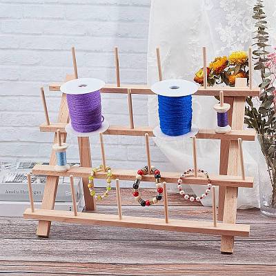 20 Spools Solid Wood Sewing Embroidery Thread Stand TOOL-PH0001-33-1