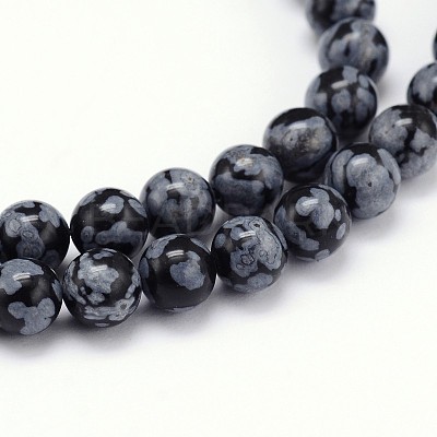 Natural Snowflake Obsidian Round Bead Strands G-J303-09-4mm-1