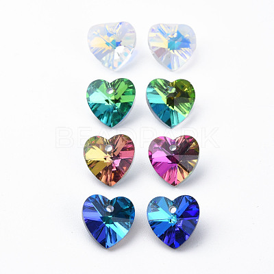 Heart Electroplated Glass Charms EGLA-N006-012-1