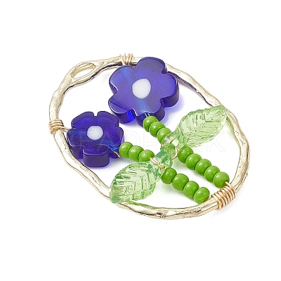 Glass Seed Beaded & Handmade Millefiori Glass Pendants PALLOY-MZ00901-02-1