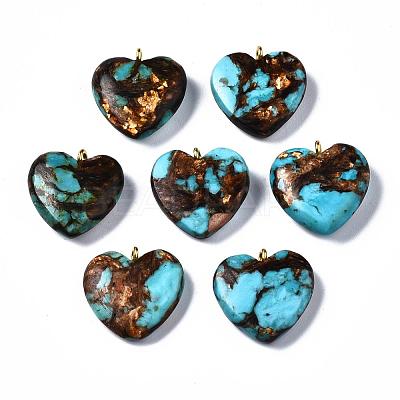 Assembled Bronzite and Synthetic Turquoise Pendants X-G-T111-04C-1