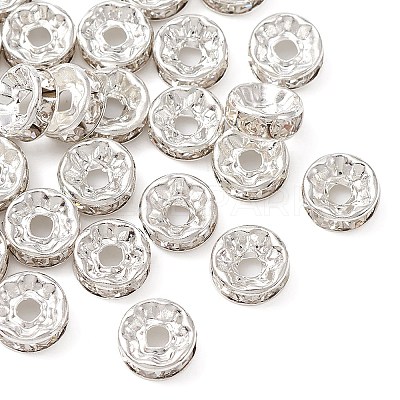 Brass Rhinestone Spacer Beads RB-YW0001-04D-01S-1