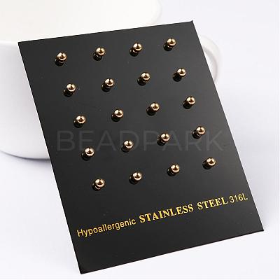 304 Stainless Steel Ball Stud Earrings EJEW-5558-3mm-G-1